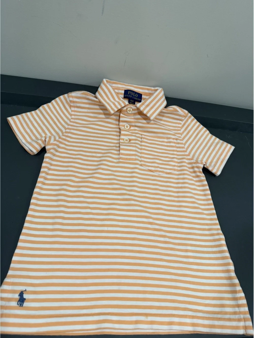 Polo Ralph Lauren Toddler Boys 4T Orange White Striped Polo Shirt Preowned